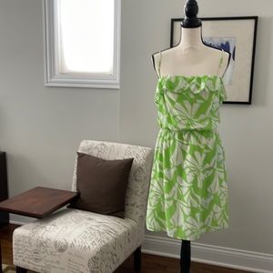 Leaf-print, spaghetti straps, green dress by Lilly Pulitzer